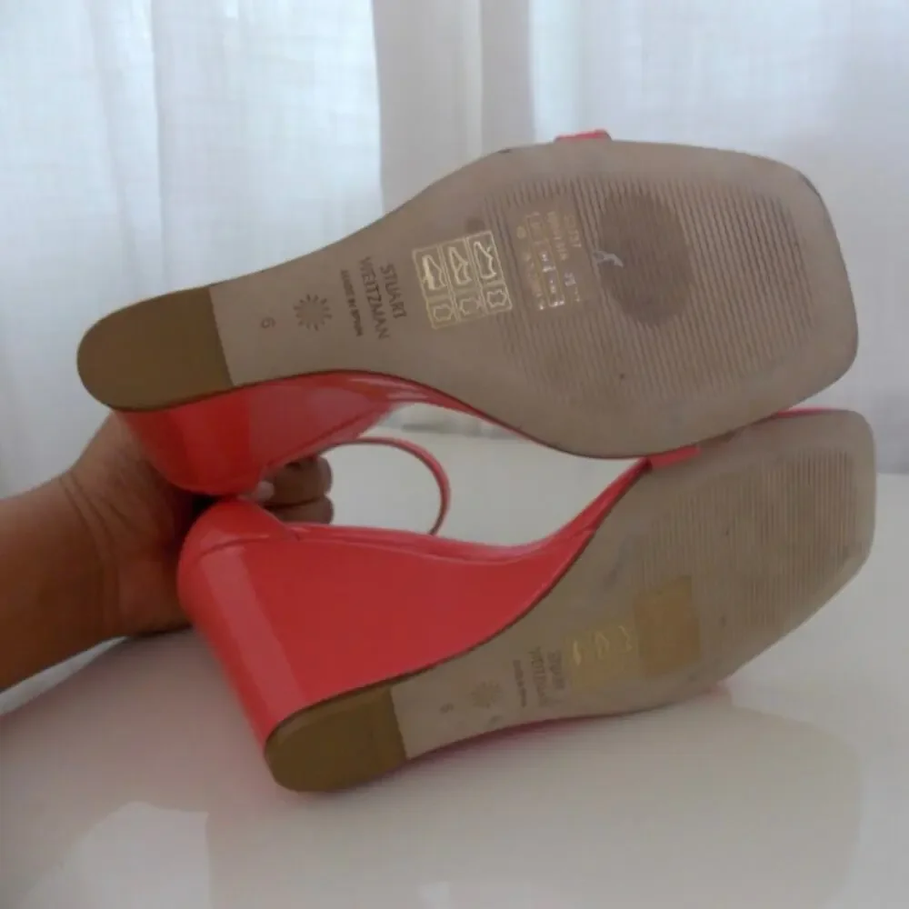 Stuart Weitzman Nudistcurve 85 Wedge Heels Salmon Womens 6 Like New - Picture 5 of 12